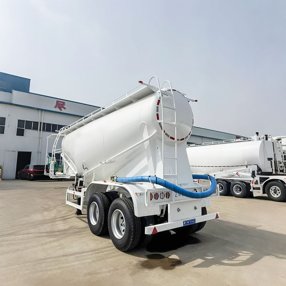 Heavy-duty 2-axle cement powder trailer with 24m³ V-shaped tank and Q345B steel chassis