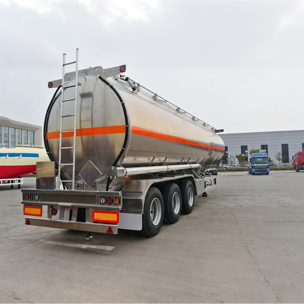 3 axle aluminum tanker trailer for transporting diesel, edible oil, and chemical liquids
