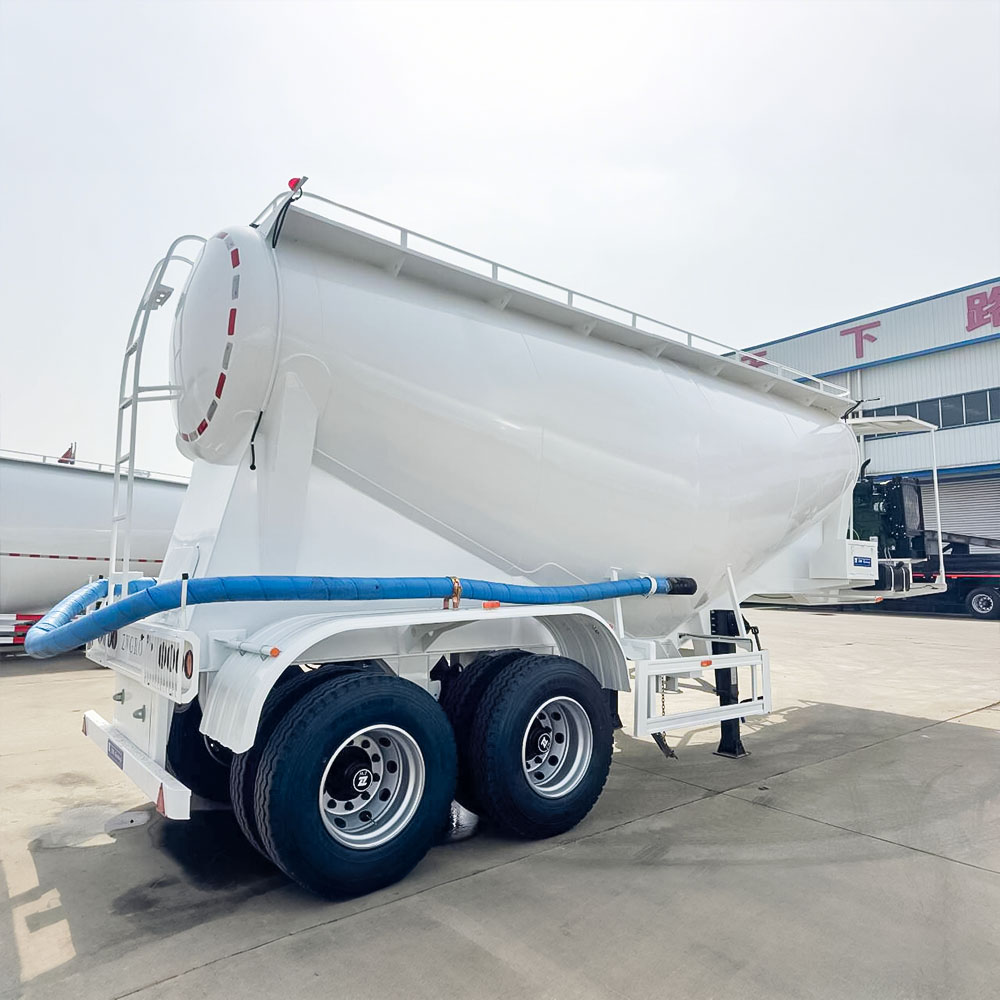 Heavy-duty 2-axle cement powder trailer with 24m³ V-shaped tank and Q345B steel chassis