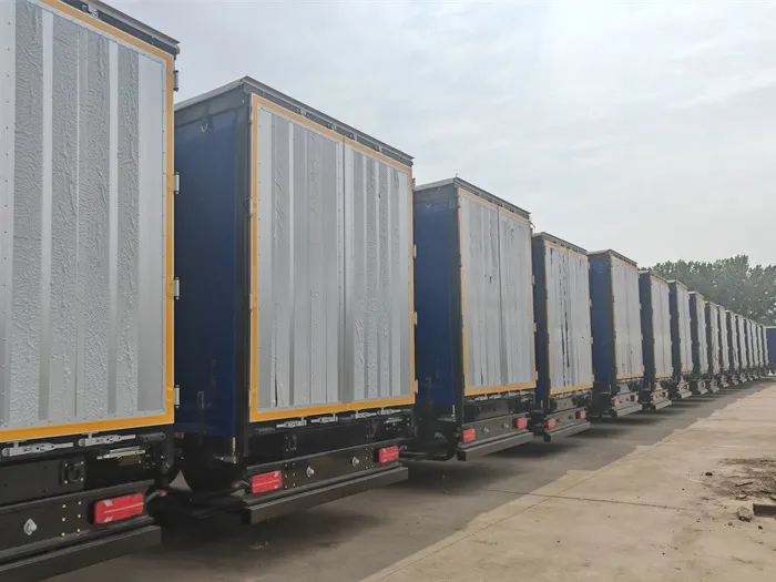 Blue 3 axle curtain side dry van trailer for heavy-duty cargo transport