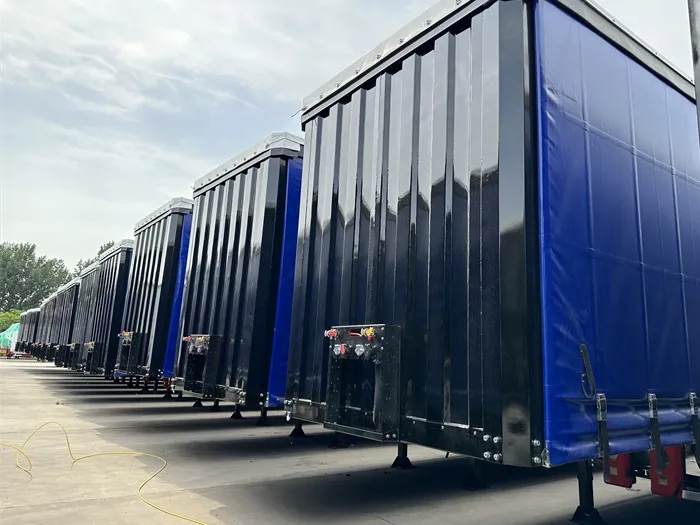 Blue 3 axle curtain side dry van trailer for heavy-duty cargo transport