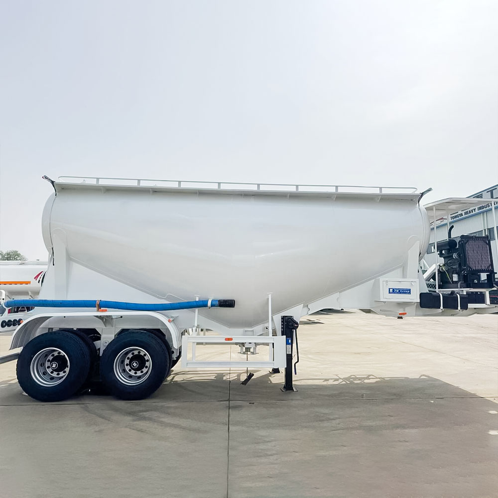 Heavy-duty 2-axle cement powder trailer with 24m³ V-shaped tank and Q345B steel chassis