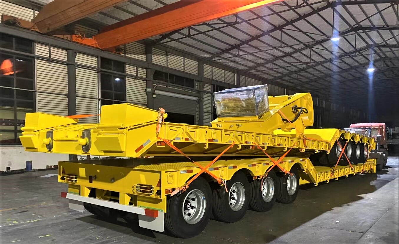 4 axle 100 ton detachable gooseneck trailer for heavy machinery transport