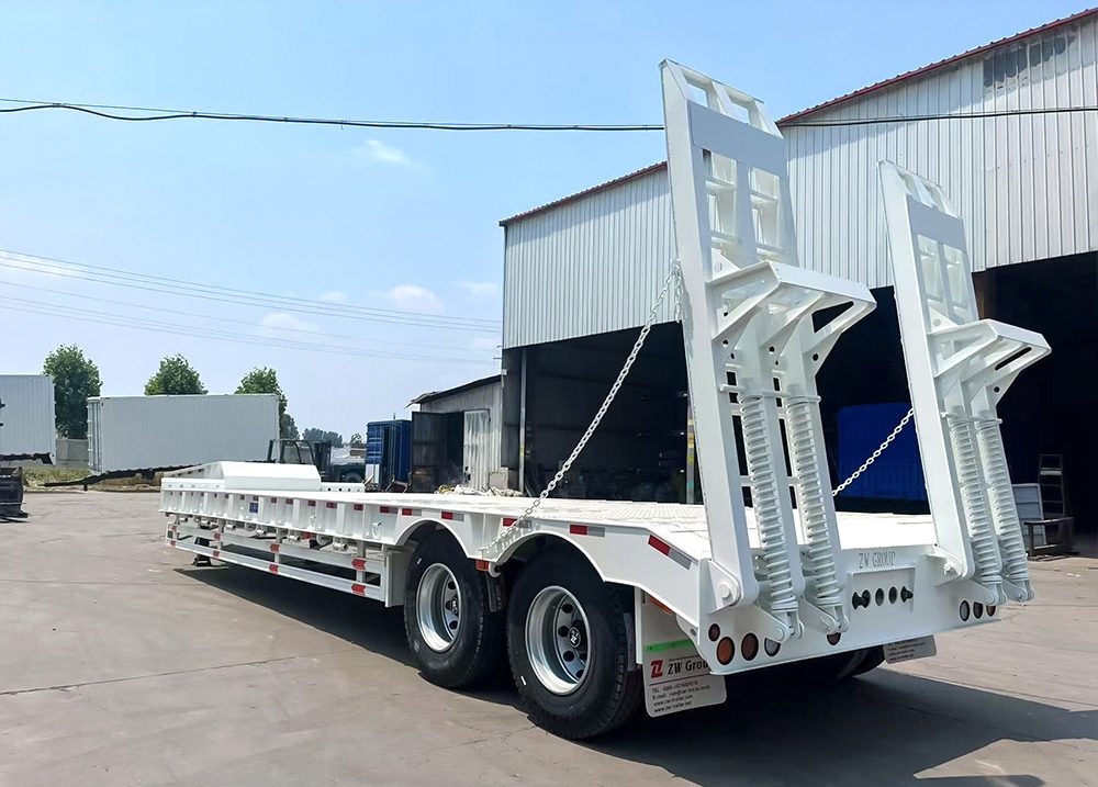 White 2 axle 40 ton lowbed trailer for transporting construction and industrial equipment