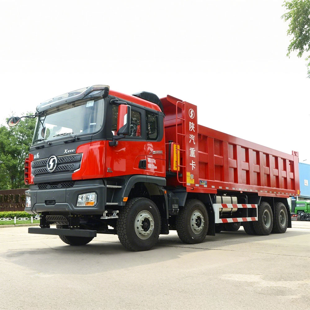 Shacman X3000 8x4 dump truck with 550HP Weichai engine and 8.8-meter cargo box for heavy-duty mining and construction use.