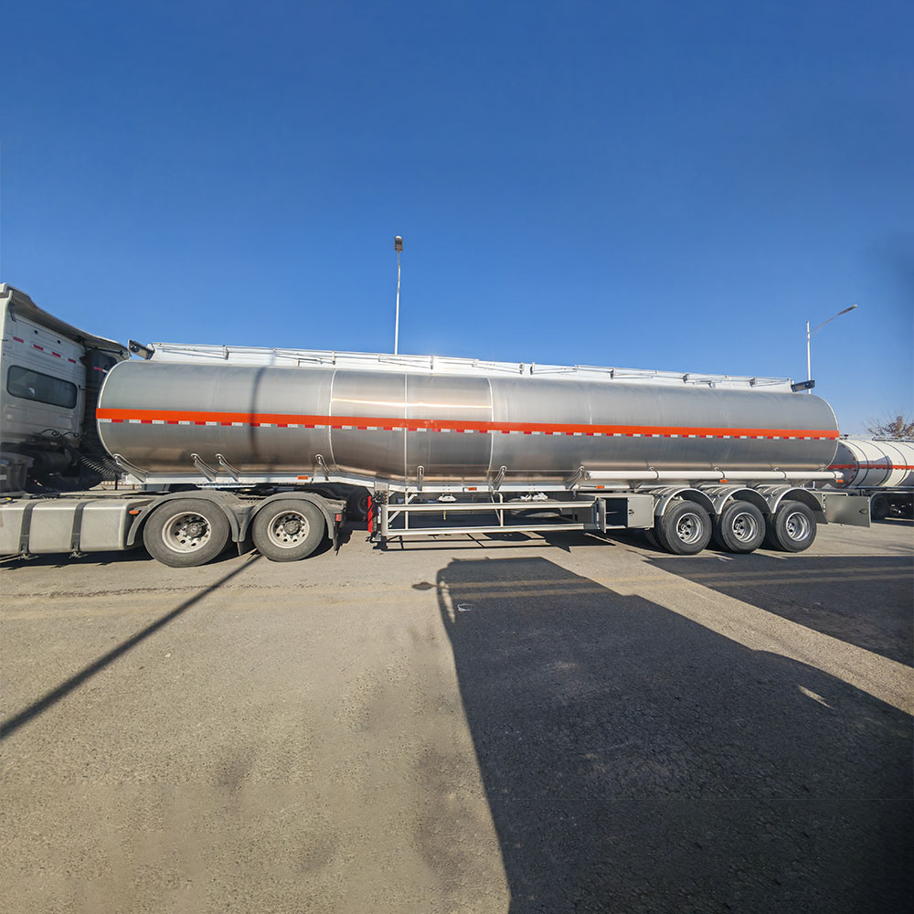 ZW 3 Axle Aluminum Tanker Semi Trailer with Orange Line