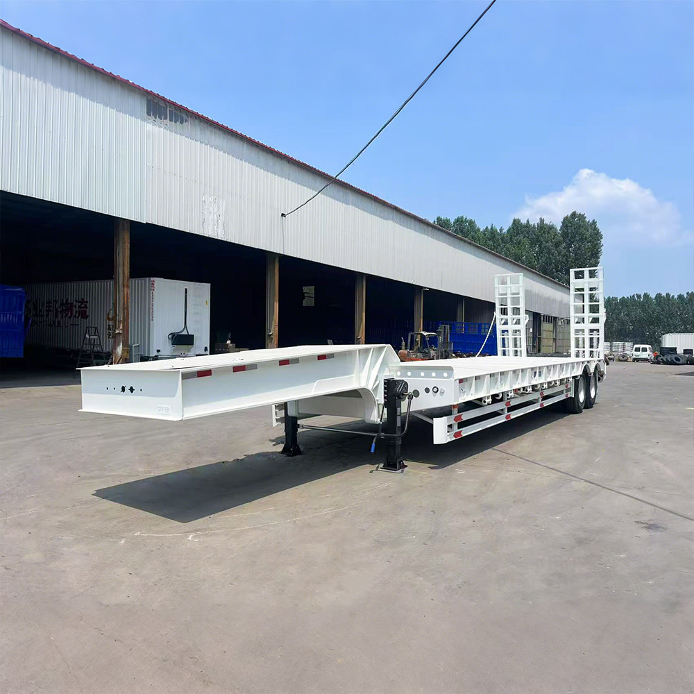 White 2 axle 40 ton lowbed trailer for transporting construction and industrial equipment