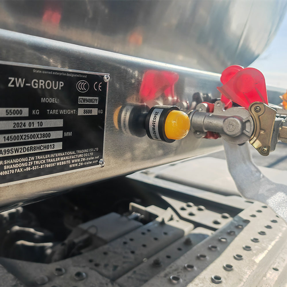 ZW 3 axle aluminum tanker semi trailer with raw alloy finish and orange stripe, optimized for long-distance oil transport.