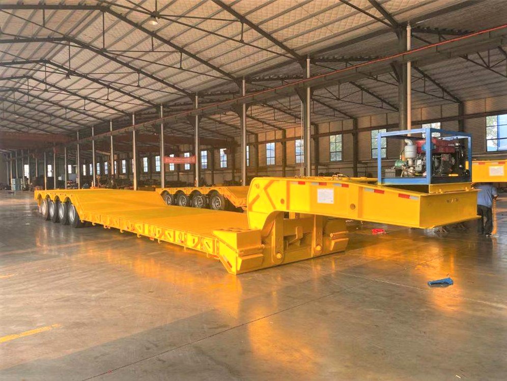 4 axle 100 ton detachable gooseneck trailer for heavy machinery transport