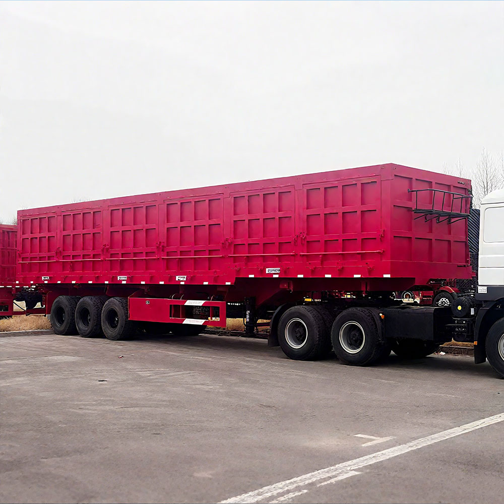 3 Axle Red Side Tip Trailer for Construction and Bulk Transport